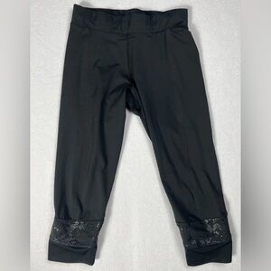 Stella McCartney X Adidas Women's Cropped Leggings Black Faux SnakeSkin Lined XS